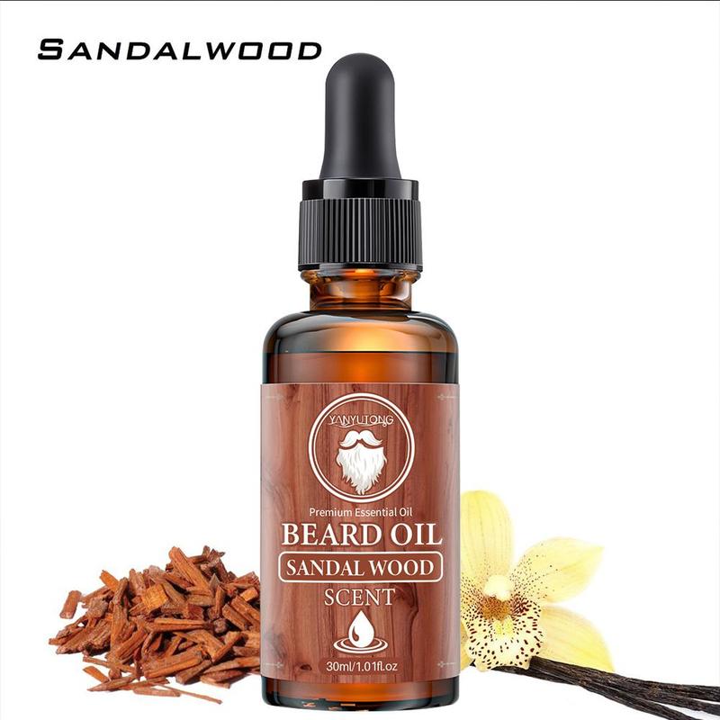 Sandalwood Beard Oil, 1 Count Moisturizing Beard Essential Oil, Beard Care Product for Men, Hair Care & Styling Product for Daily Use