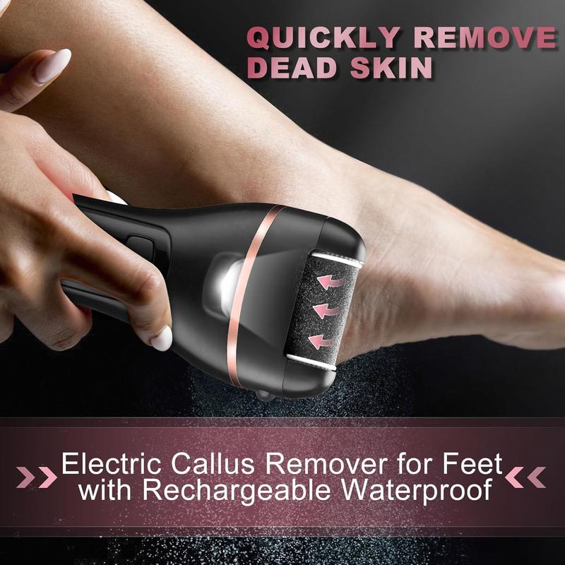 Electric Callus Remover for Feet with Rechargeable Waterproof 19 in 1 Professional Pedicure Kit,Foot Care Tools Wet & Dry Foot File For Dead Skin&Cracked Heel or Rough Hand With 3 Roller Heads 2 Speed Manicure Nail