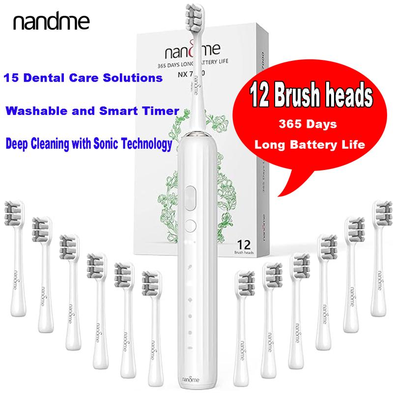 12 toothbrush heads, 5 cleaning modes, 3 cleaning strengths, 360 days of battery life, Electric Toothbrushes  Cleansing Sensitive Daily