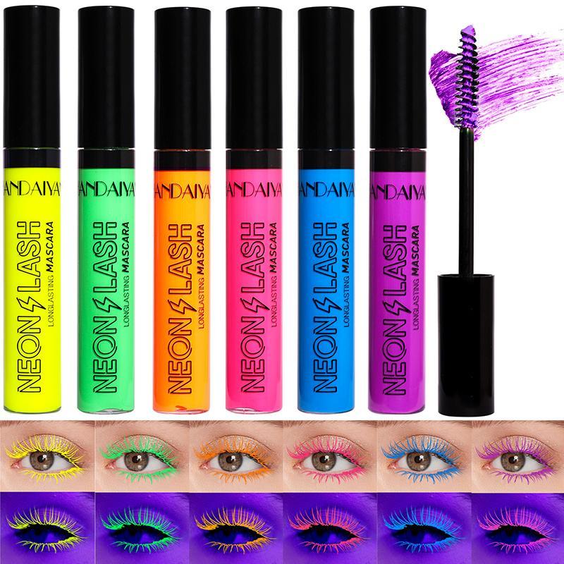 UV Glow Neon Mascara, Long Lasting Waterproof Mascara, Colorful Smudge-proof Fluorescent Colorful Mascara, Face Body Paint, Cosmetic Gift For Women & Girls