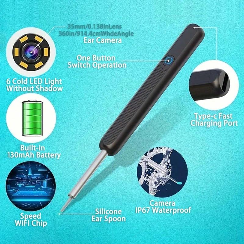 Electric Earwax Removal Tool with Camera, 1 Box Rechargeable Ear Cleaner & Accessories, Easy and Safe Earwax Removal Tool for Kids and Adults