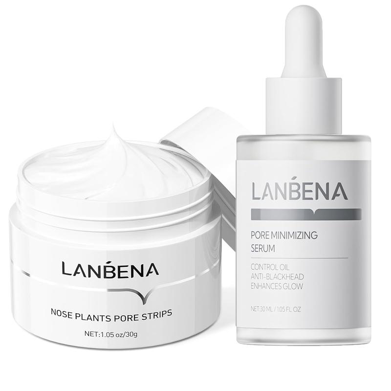 LANBENA Blackhead Nasal Mask 30g + Pore Shrinking Essence 30ml with 60 pcs of paper, Nose Plants Pore Strips Deep Cleansing