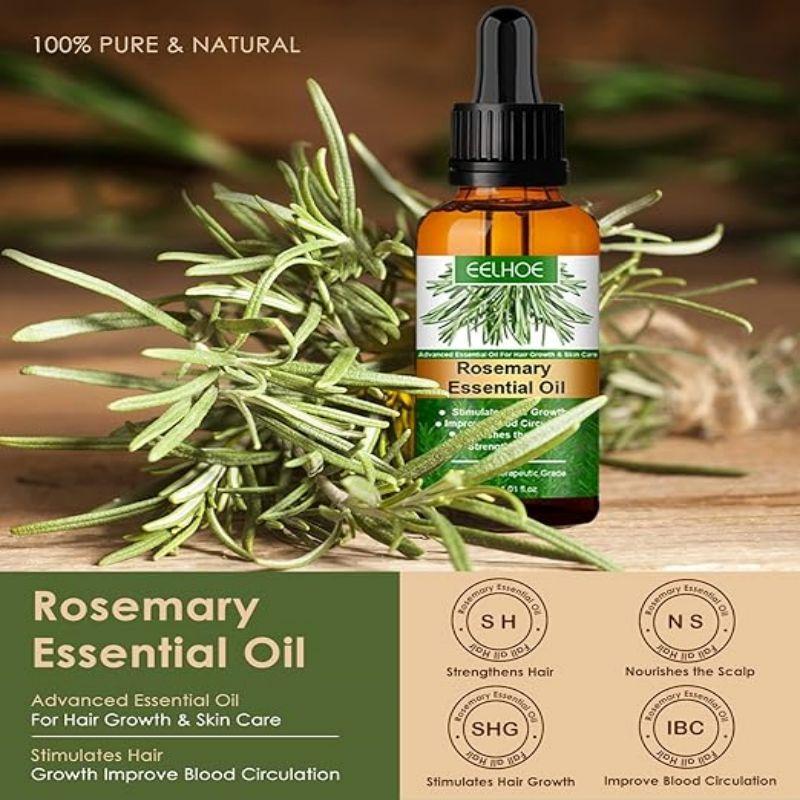 Rosemary Hair Essential Oil, Organic Rosemary Shampoo Oil for Hair Care, Pure Aromatherapy Hair Moisturizing Essence, Natural Essential Oil for Hair Care, Hair Products