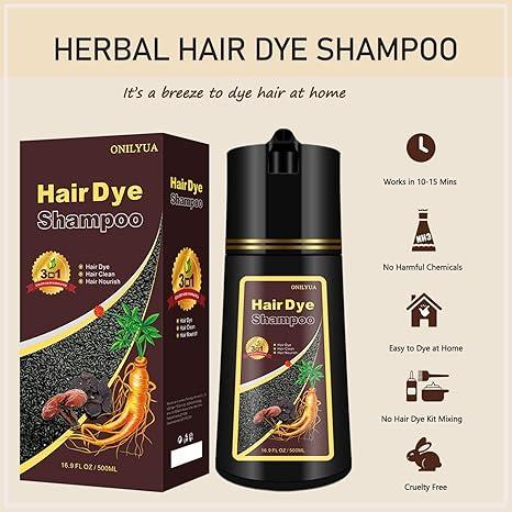 Instant Coffee Hair Dye Shampoo,Herbal Ingredient Light Brown Hair Color Shampoo for Women Men,16.90 Fl Oz Brown Hair Shampoo，Safe & Easy to Use Haircare Shampoo