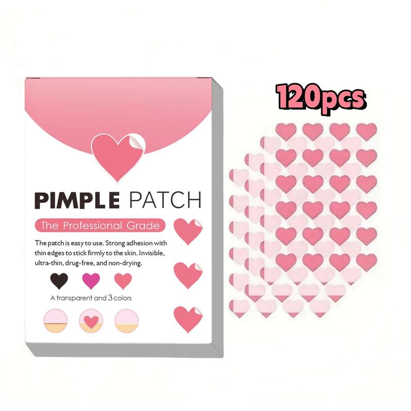 Heart Shaped Acne Patch, 120pcs box Invisible Acne Cover Patches, Facial Skin Care Patches, Acne Treatment Patches for Women & Men