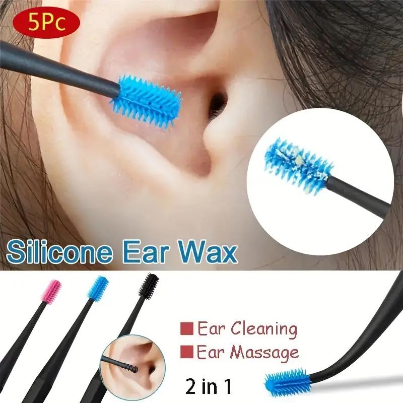 5-Piece Grip Ear Wax Remover Spiral Silicone Reusable Ear Cleaner Soft Ear Wax Removal Tool Ear Picker Flexible Double-Sided Head Ear Wax Removal Kit Adults Kids