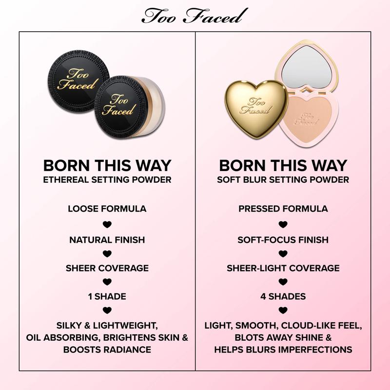 Too Faced Born This Way Soft Blur Flexible Finish Setting Powder, Lightweight & Vegan Cosmetic Makeup