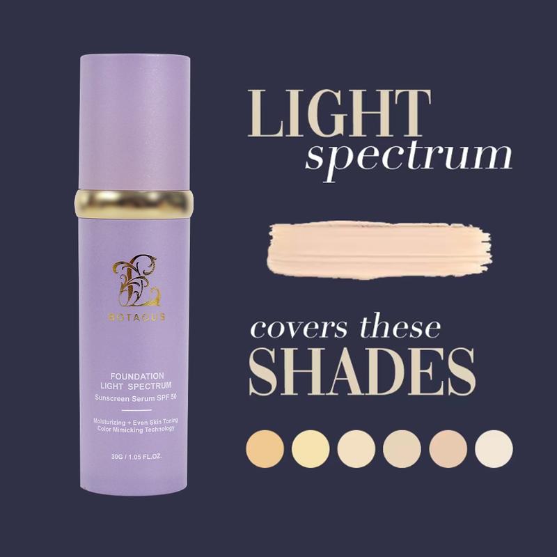 BOTAGUS  Foundation 4 in 1-Light Spectrum,Protecting from Sun with SPF50; for Gym, Sports, Dancing