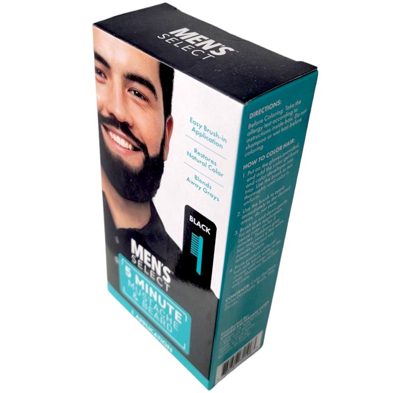 Men's Select Long Lasting Black Dye for Men for Beard, Mustache and all Facial Hair in just 5 min Hair Dye Haircare Gentle Salon