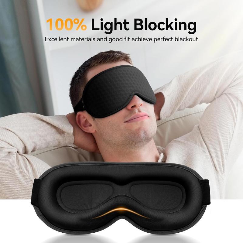 Weighted Eye Mask for Sleeping - Sleep Mask for Women Men, Blackout Eye Cover for Lash Extension, Comfortable and Memory Foam Blindfold, Sleeping Mask for Travel, Airplane, Night(Black) Facial Storage