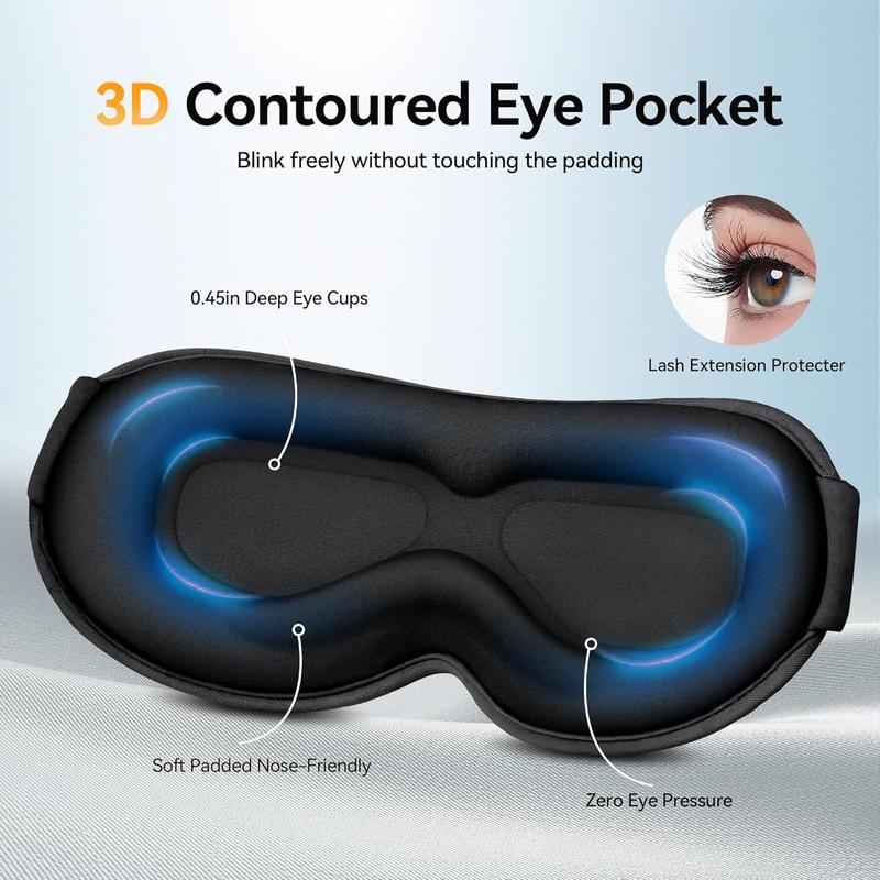 Weighted Eye Mask for Sleeping - Sleep Mask for Women Men, Blackout Eye Cover for Lash Extension, Comfortable and Memory Foam Blindfold, Sleeping Mask for Travel, Airplane, Night(Black) Facial Storage