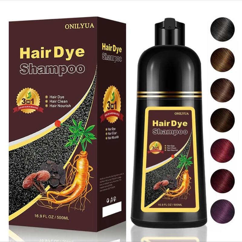 500ML LARGE 3in1 Natural Herbal Color Shampoo, Hair Semi Permanent Dye with Ginseng Polygonum and ganoderma extract