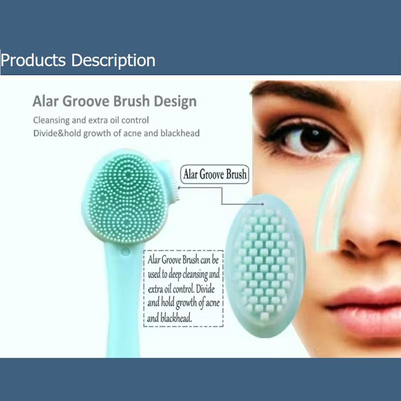 Silicone Double-sided Facial Cleansing Brush, 4 Counts set Face Scrubber Pore Cleaning Tool for Facial Skin Massage, Beauty & Personal Eye Care Product