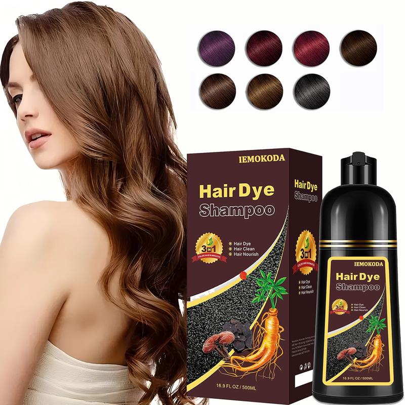 Hair Dye Shampoo Instant 3 in 1+100% Grey Coverage Dark Brown Light Brown Natural Black 3 Color Herbal Ingredients Plant extracts Long Lasting