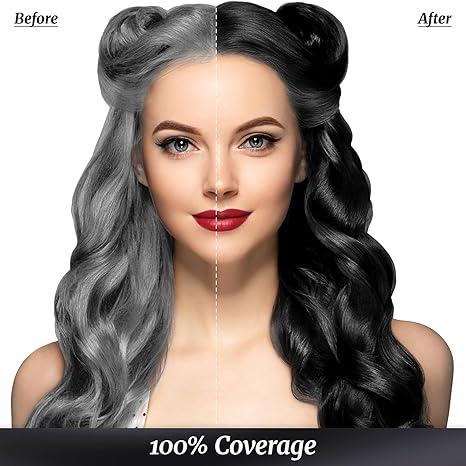 Hair Dye Shampoo Instant 3 in 1+100% Grey Coverage Dark Brown Light Brown Natural Black 3 Color Herbal Ingredients Plant extracts Long Lasting