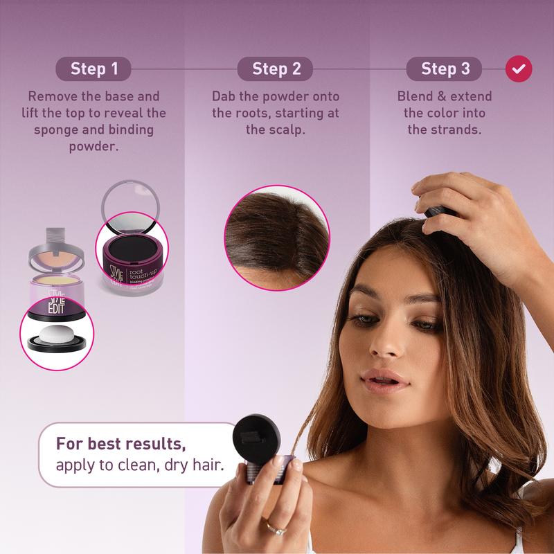 Style Edit Root Cover Up Hair Color Concealer Powder - Brown Hair - Salon Worthy Results made in the USA Hair Dye Haircare Silicone