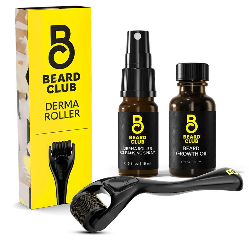 Derma Roller Moisturizing Beard Growth Kit - Derma Roller, Derma Roller Cleansing Spray and Beard Growth Oil