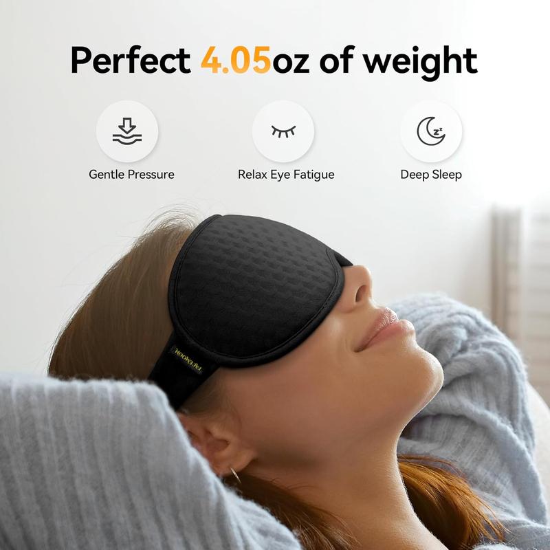 Weighted Eye Mask for Sleeping - Sleep Mask for Women Men, Blackout Eye Cover for Lash Extension, Comfortable and Memory Foam Blindfold, Sleeping Mask for Travel, Airplane, Night(Black) Facial Storage