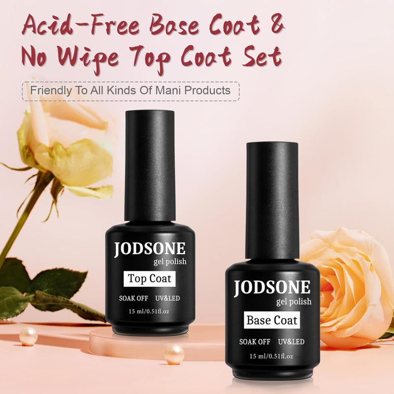 JODSONE 2 Bottles of Top Coat Base Coat Gel Polish Set Bright Surface At Home DIY Nail Salon Girl Gift