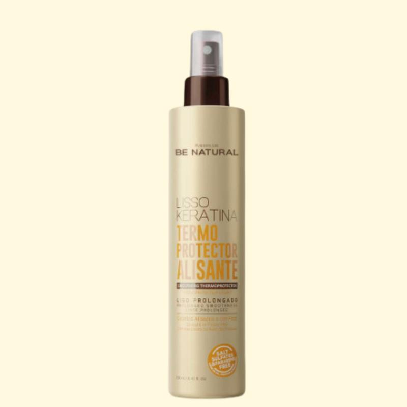 Placenta Life Thermoprotector Smoothing Smooth Keratin Be Natural 250ml | free of sulfates and parabens straight or curly - Seals cuticles anti-frizz hydrated and straight for longer Prolonged smoothness straight or frizz