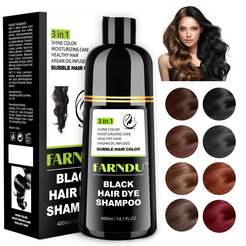 FARNDU-Hair dye Shampoo, Quick hair dye,hair care, Fruity aroma, Various colors available, 3-In-1 Plant extracts Natural Shampoo, Long Lasting, Ammonia-Free, Haircare, Mild (400 mL)