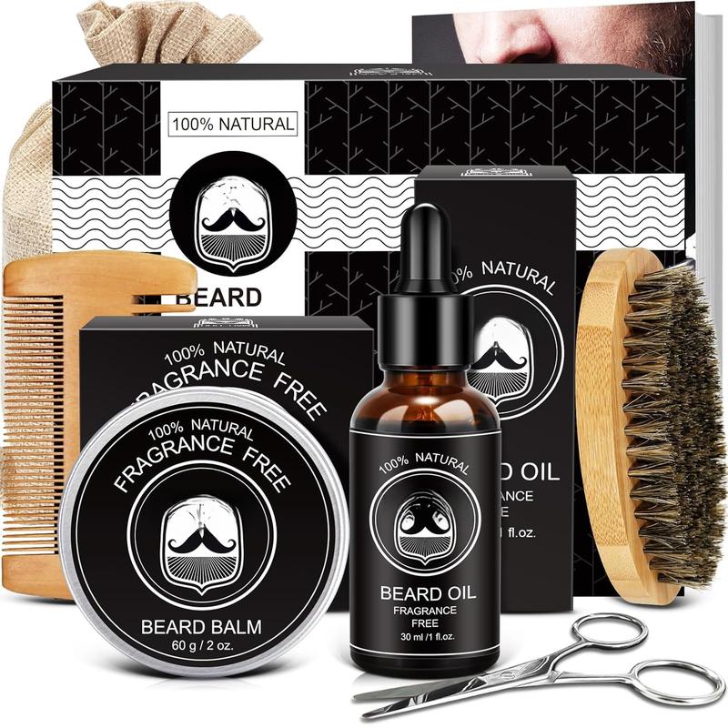 Gifts for Men, Beard Kit with Beard Oil, Balm, Comb, Brush, , Beauty Gift Sets for Him, Birthday & Christmas, Stocking Stuffers for Adults Men, Boyfriend, Husband, Son, Friend, Dad