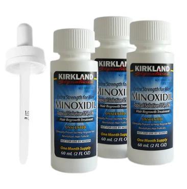 Kirkland Minoxidil 5% Extra Strength Liquid Hair Loss 1,3,4 6, 12-Months' Supply Mens Hair Regrowth Comfort Hair Care Pack Dropper