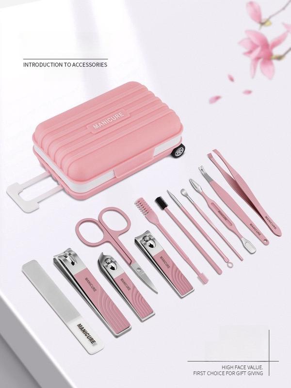 12 piece nail clipper set for home use, portable, complete set of nails, dead skin, nose hair, eyebrows, ears, acne repair