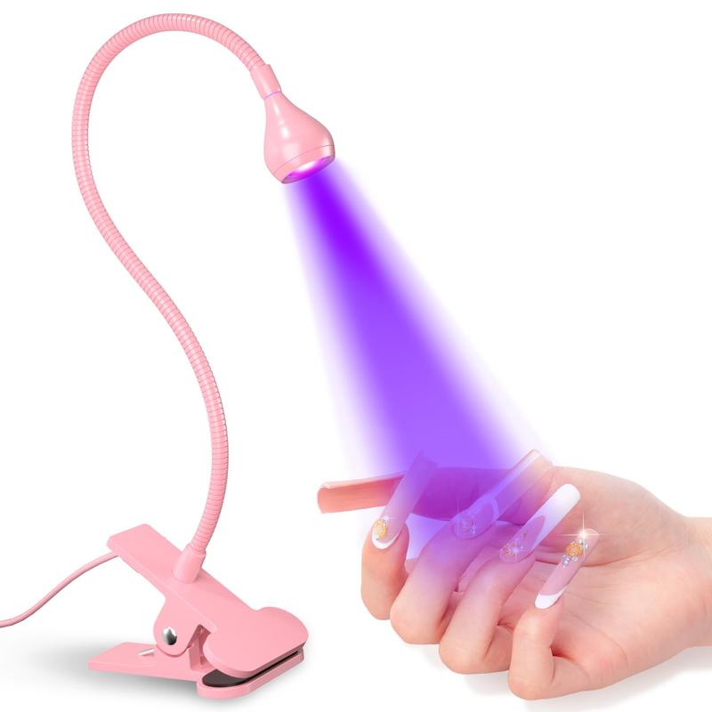 UV Nail Lamp 395nm 3w UV Light for Nails Gooseneck Led Nail Lamp with Clamp for Gel Nails and Ultraviolet Curing Portable UV Nail Light 5v USB Input Nail Dryer with 4 Levels Dimming, Nail Art Tool for Home & Salon Use