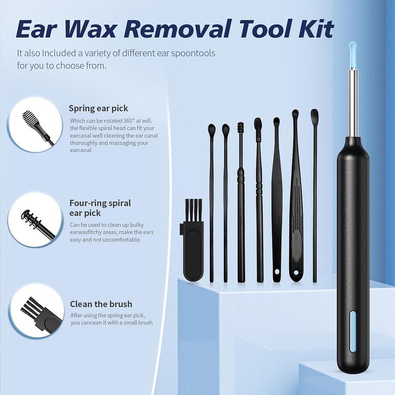 Intelligent Visual Ear Scoop, 1 Box Ear Wax Removal Kit with Camera & Light, HD Otoscope, Ear Wax Removal Tool, Ear Camera for Ios & Android