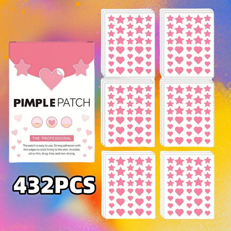 Star & Heart Shaped Acne Patches, 432pcs box Invisible Acne Cover Patches, Facial Skin Care Products for Women & Men, Christmas Gift