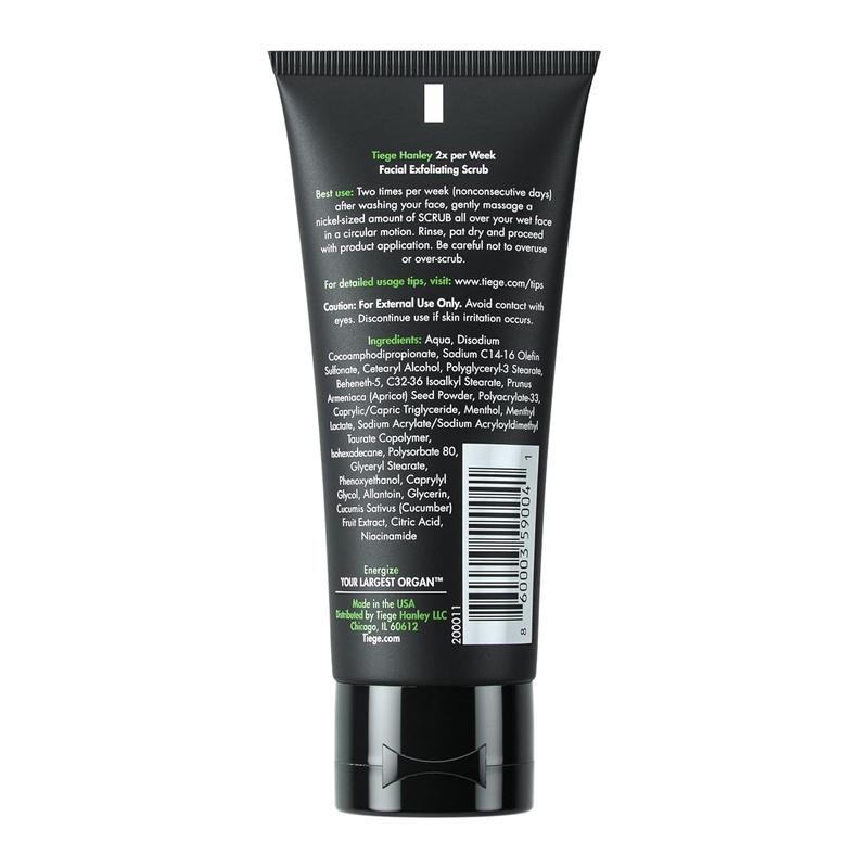 Tiege Hanley Exfoliating Face Wash for Men, 2 Oz - Gentle Face Scrub for Deep Pore Cleansing, Detoxifies & Removes Dead Skin Cells - Refreshing Facial Exfoliator for Dry or Sensitive Skin