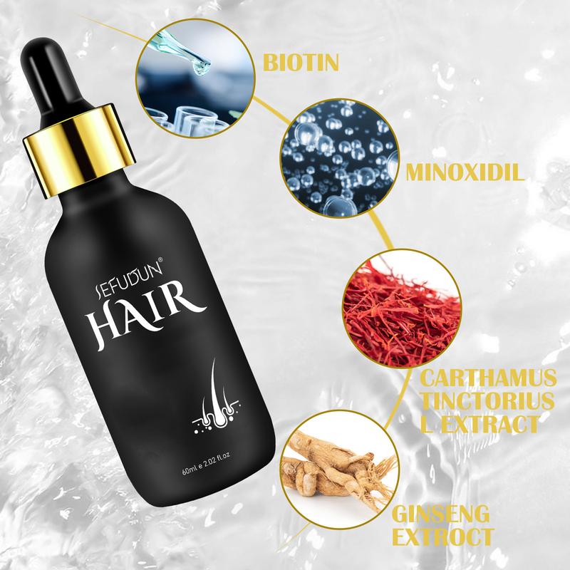 SEFUDUN  5% Minoxidil Hair Serum for Thinning and Weak Hair Care, Biotin, and Ginseng Extract for Men & Women  Natural Haircare (60ml)