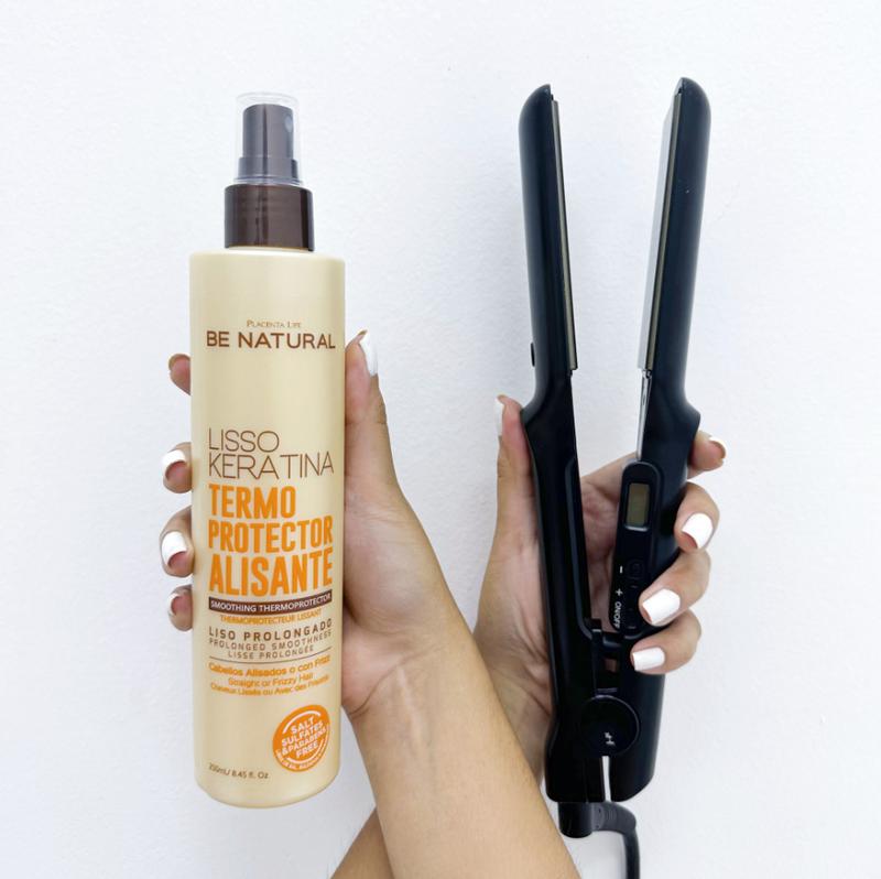 Placenta Life Thermoprotector Smoothing Smooth Keratin Be Natural 250ml | free of sulfates and parabens straight or curly - Seals cuticles anti-frizz hydrated and straight for longer Prolonged smoothness straight or frizz