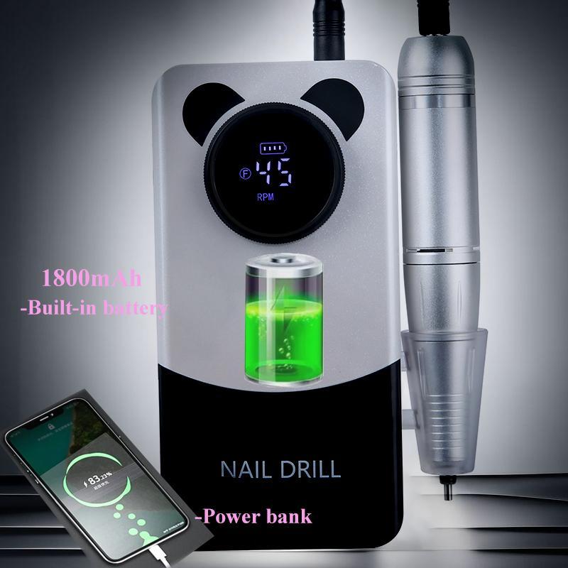 Portable Electric Nail Drill, 1 Set 45000RPM Low Noise Nail Polisher with Accessories, Professional Nail Drill for Home & Salon Use