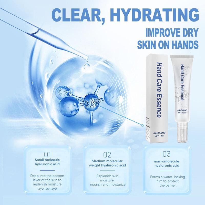 Hyaluronic Acid Hand Care Essence, 2 Counts Pure Hyaluronic Acid Hand Cream, Hydrating Anti-Cracked Hand Cream, Skin Moisturizing Essence for Hands, for Men and Women