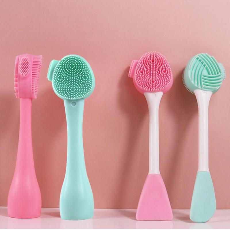 Silicone Double-sided Facial Cleansing Brush, 4 Counts set Face Scrubber Pore Cleaning Tool for Facial Skin Massage, Beauty & Personal Eye Care Product