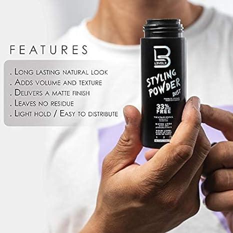 L3 Level 3 Styling Powder - Natural Look Mens Powder - Easy to Apply with No Oil or Greasy Residue Haircare Daily Pack Comfort