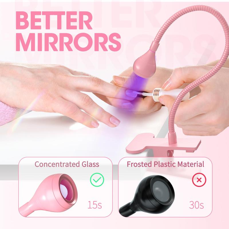 UV Nail Lamp 395nm 3w UV Light for Nails Gooseneck Led Nail Lamp with Clamp for Gel Nails and Ultraviolet Curing Portable UV Nail Light 5v USB Input Nail Dryer with 4 Levels Dimming, Nail Art Tool for Home & Salon Use