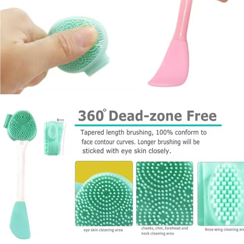 Silicone Double-sided Facial Cleansing Brush, 4 Counts set Face Scrubber Pore Cleaning Tool for Facial Skin Massage, Beauty & Personal Eye Care Product