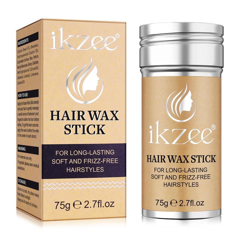 ikzee Hair Wax Stick - Nourishing Styling Wax for Women & Kids, Flyaway Tamer & Bun Maker, 2.7 Fl Oz Gel Haircare