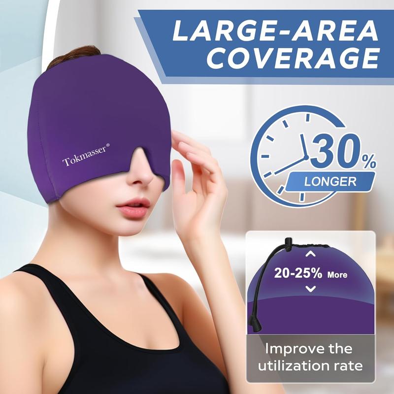 [blackfriday sale]Natural Relief Hat with Drawstring for Headache Relief，Eye Mask for Eye Bags, Tension and Stress，Migraine Headache Relief Cap，Migraine Headache Relief Cap Hat Mask Products, Cooling Gel Hat Head Wrap for Migraine, Tension, Stress