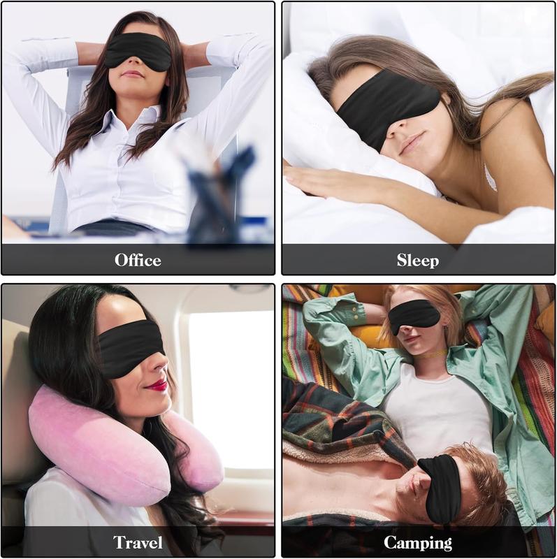 2 Pack Sleep Mask Silk Eye Mask Cover for Sleeping, Soft Satin Blindfold with Elastic Strap, Comfortable Night Sleeping Mask for Women Men (Black) Gift Lightweight