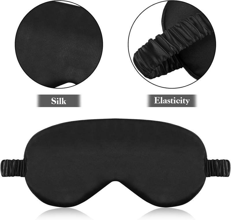 2 Pack Sleep Mask Silk Eye Mask Cover for Sleeping, Soft Satin Blindfold with Elastic Strap, Comfortable Night Sleeping Mask for Women Men (Black) Gift Lightweight