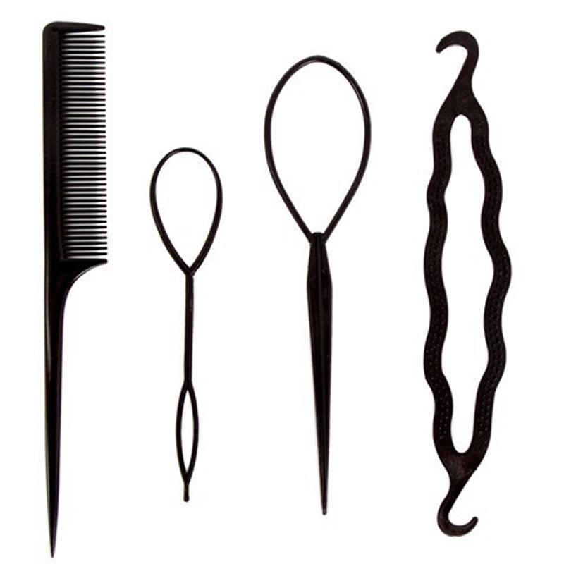 4pcs Hair Braiding Tool Set, Plastic Hair Twisters, Creative Heatless Hair Styling Tools