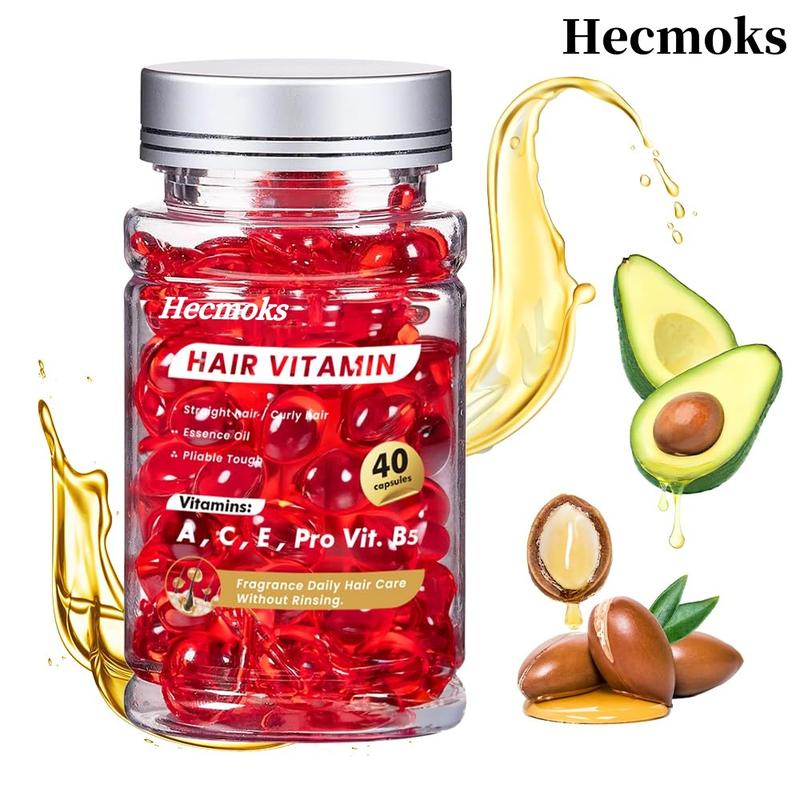 Hecmoks Hair Vitamins: ACE Pro B5 Oil Capsules, Argan, Avocado, Moroccan Oil for Dry, Damaged Hair, Promotes Growth