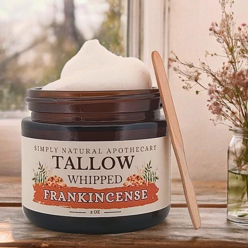 Tallow Face Cream, All Natural Whipped Grass-Fed Beef Tallow Skin Moisturizer Balm, Organic Hand Cream, Frankincense, Fragrance-Free 2 oz