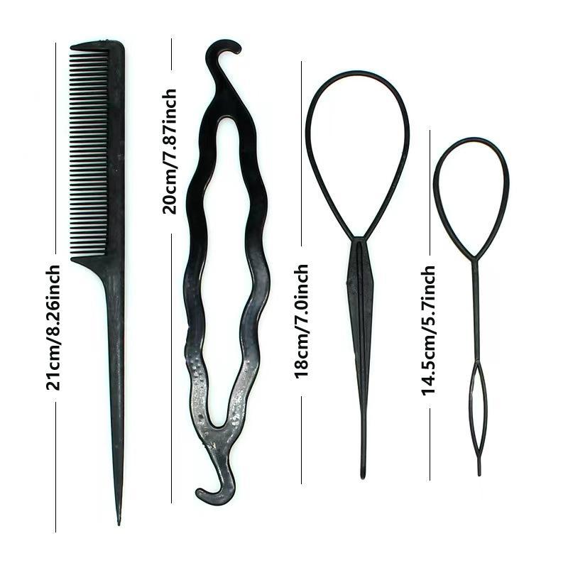 4pcs Hair Braiding Tool Set, Plastic Hair Twisters, Creative Heatless Hair Styling Tools