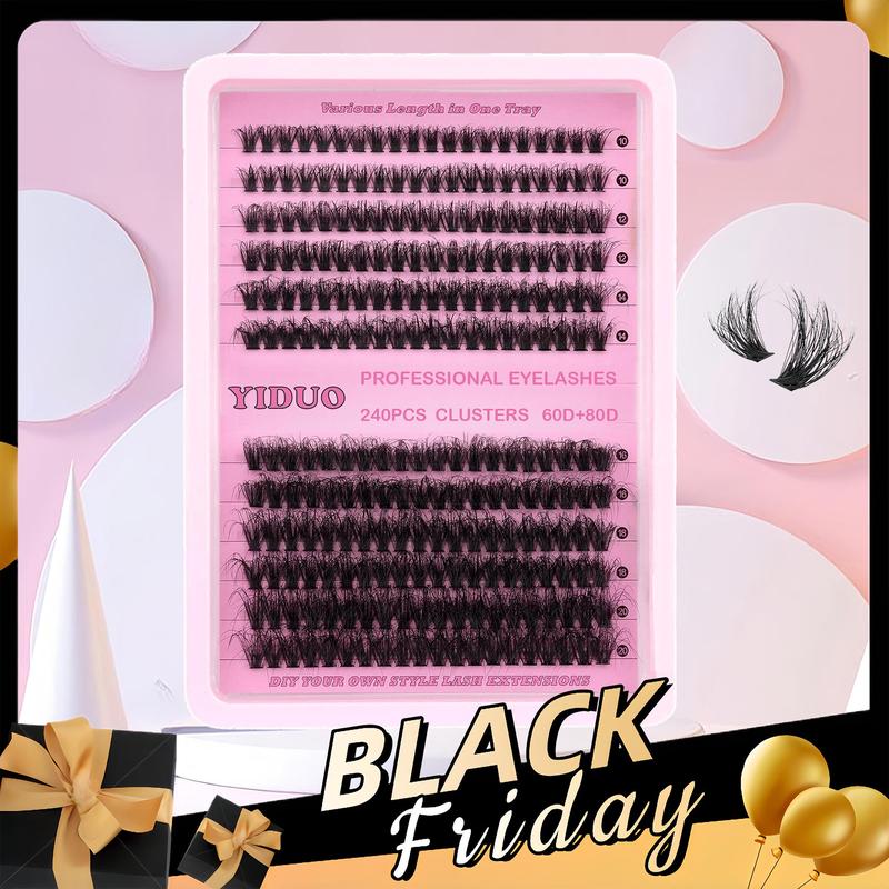 Christmas 10-20mm Mixed Individual Cosmetic False Lashes Clusters, 240pcs 234pcs 300pcs 308pcs Fluffy Curly Thick Fake Eyelashes, Lightweight Makeup Enhancement Lashes Clusters Kit, Lashes Strips Eyelashes Extension Clusters, Fall, Meatball in Makeup