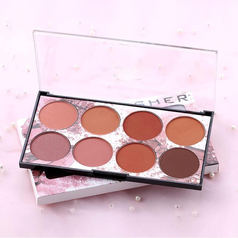 8 color blush palette, matte, face, contour and highlight blush, palette, makeup smooth